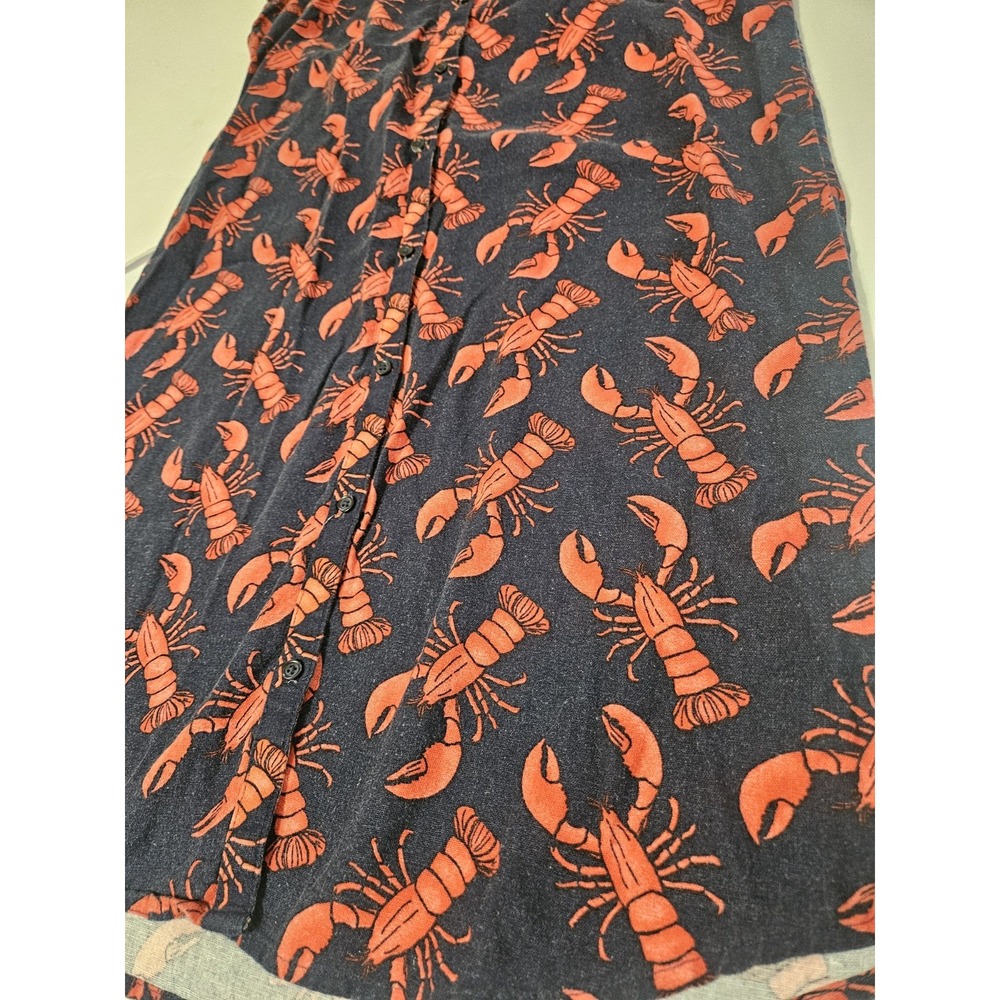 Old Navy Lobster Shirt Dress Tunic Short Sleeve Blue Red Kitsch Size Medium Fish - Picture 2 of 7